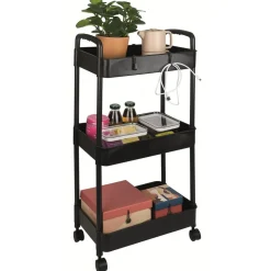Desserte à roulettes 3 niveaux plastique noir^Gifi Best