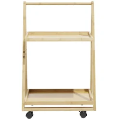 Desserte à roulettes bambou 2 niveaux 50x38xH78cm^Gifi Online