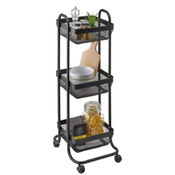 Desserte à roulettes vintage métal noir 3 niveaux^Gifi Outlet