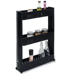 Desserte de cuisine à roulettes 3 niveaux noir 54,5x12,5xH.72cm^Gifi