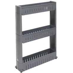 Desserte de cuisine à roulettes 3 niveaux gris 54,5x12,5xH.72cm^Gifi Online