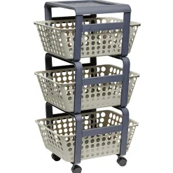 Rangement|Gifi Desserte de rangement 3 niveaux gris clair et foncé