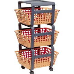 Rangement|Gifi Desserte de rangement 3 niveaux grise et orange