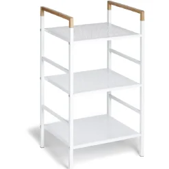 Best Gifi Desserte de salle de bain blanche avec poignées couleur bois