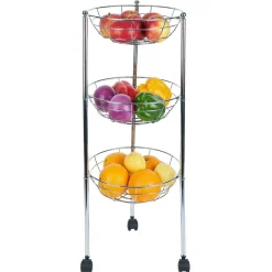 Desserte ovale 3 paniers inox H.70,5cm^Gifi Discount