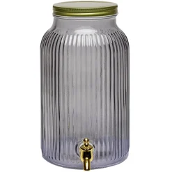 Distibuteur à boisson en verre strié noir 5,5L^Gifi Outlet