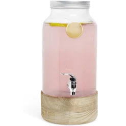 Distributeur de boisson en verre et socle en bois^Gifi Sale