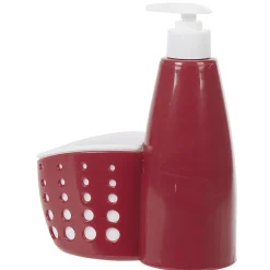 Nettoyage Et Entretien|Gifi Distributeur de liquide vaisselle avec compartiment à éponge rouge