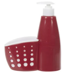 Nettoyage Et Entretien|Gifi Distributeur de liquide vaisselle avec compartiment à éponge rouge