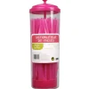 Distributeur de pailles roses^Gifi