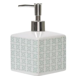 Discount Gifi Distributeur de savon céramique carreau de ciment blanc vert