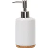 New Gifi Distributeur de savon céramique blanc avec fond liège