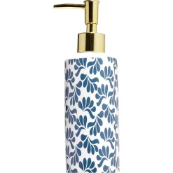 Outlet Gifi Distributeur de savon céramique motif végétal blanc et bleu Ø6xH15cm