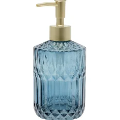 Best Gifi Distributeur de savon en verre effet cristallin bleu Ø8xH17,5cm