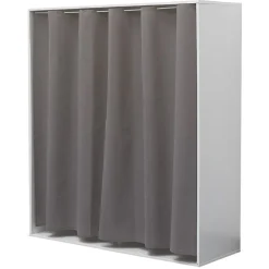 Rangement|Gifi Dressing sous pente penderie 2 niches rideau gris bois blanc