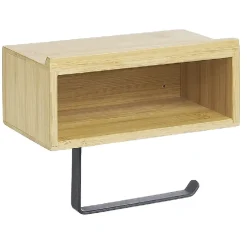 Hot Gifi Dérouleur papier WC avec support téléphone en bambou