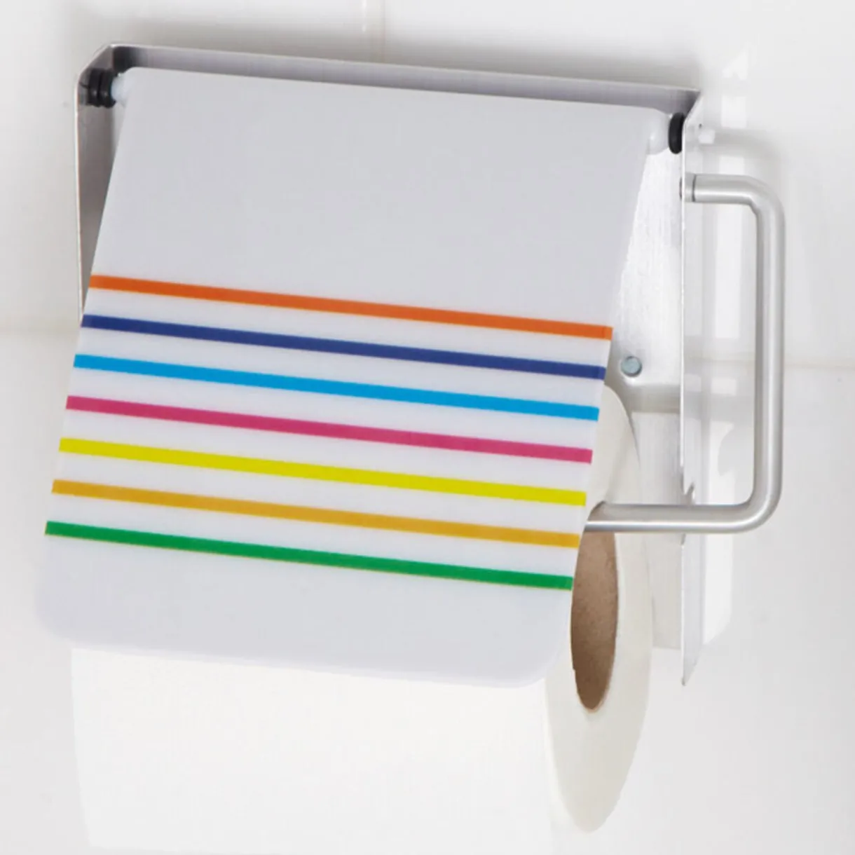 Hot Gifi Dérouleur papier WC blanc rayures colorés