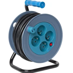 Gifi Enrouleur de câble compact 15 m multiprises x4 bleu et noir