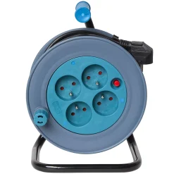 Gifi Enrouleur de câble compact 15 m multiprises x4 bleu et noir