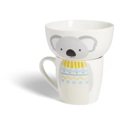 Ensemble bol et mug en porcelaine motif enfant motif koala H15cm^Gifi Online