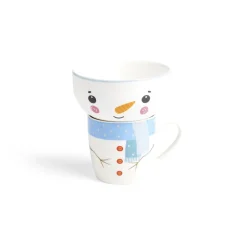 Ensemble mug 355ml avec bol 520ml porcelaine motif bonhomme de neige^Gifi Clearance