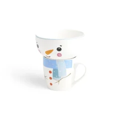 Ensemble mug 355ml avec bol 520ml porcelaine motif bonhomme de neige^Gifi Clearance