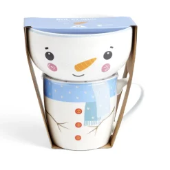 Ensemble mug 355ml avec bol 520ml porcelaine motif bonhomme de neige^Gifi Clearance