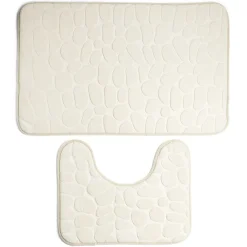 Clearance Gifi Ensemble tapis de bain et contour WC à mémoire de forme beige ou gris