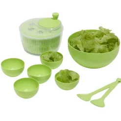 Essoreuse à salade avec couverts et saladier plastique vert^Gifi Best