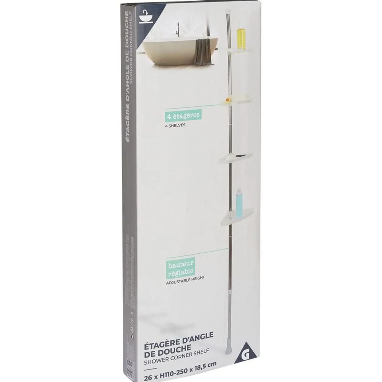 Outlet Gifi Etagère d'angle de douche 4 niveaux