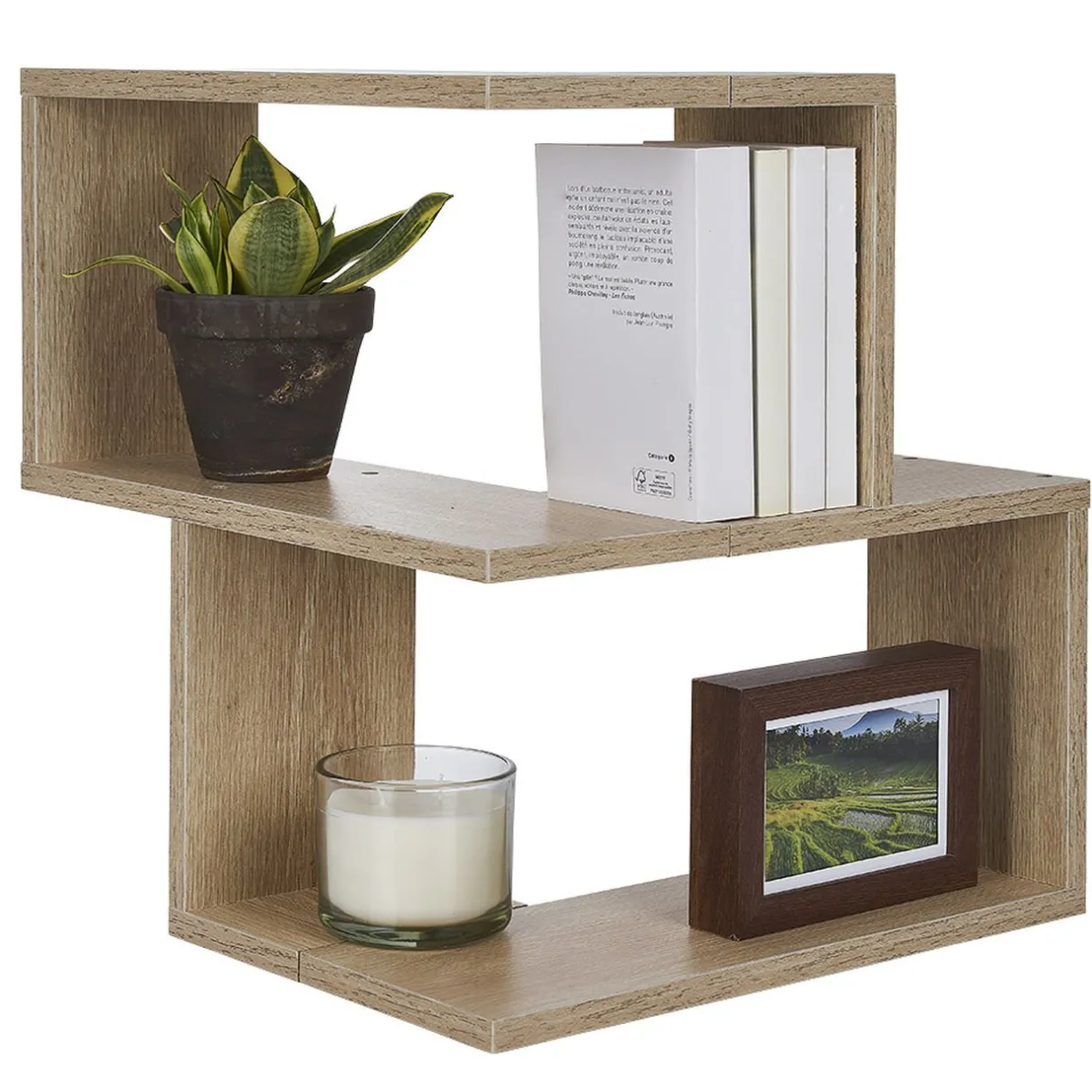 Rangement|Gifi Etagère double spécial angle couleur chêne