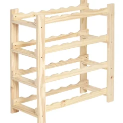 Rangement|Gifi Etagère porte bouteille 4 niveaux en pin naturel