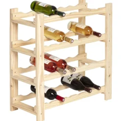 Rangement|Gifi Etagère porte bouteille 4 niveaux en pin naturel