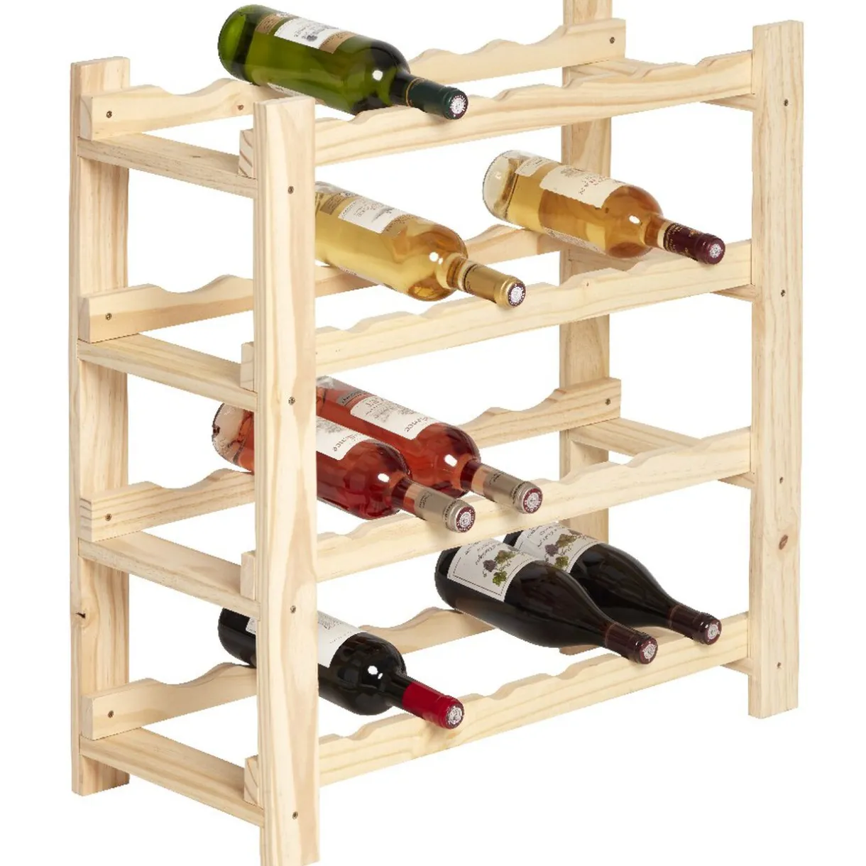 Rangement|Gifi Etagère porte bouteille 4 niveaux en pin naturel