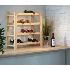 Rangement|Gifi Etagère porte bouteille 4 niveaux en pin naturel