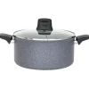 Faitout Tefal aluminium effet pierre avec couvercle verre Ø 24 cm^Gifi