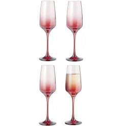 Flûte à champagne fumé rouge 19,5cl x4^Gifi Outlet