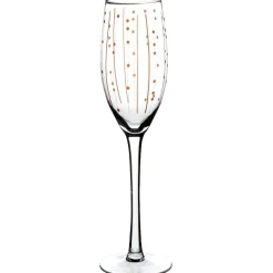 Flûte à champagne transparent motif pois et rayure cuivre^Gifi Discount