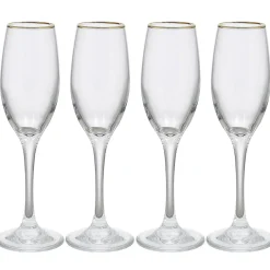 Flûte en verre transparent avec liseré doré x4^Gifi