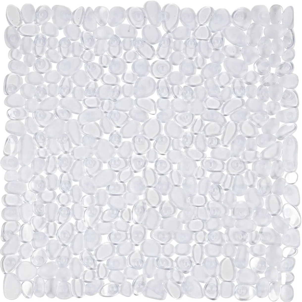 Hot Gifi Fond de douche carré design galet pvc transparent