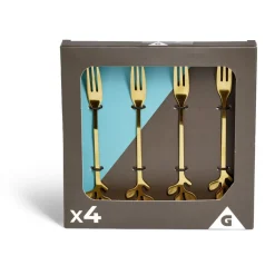 Fourchette à dessert x4 design feuille inox doré L15cm^Gifi Best