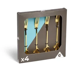Fourchette à dessert x4 design feuille inox doré L15cm^Gifi Best