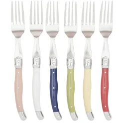Fourchette inox manche multicolore x6^Gifi Discount
