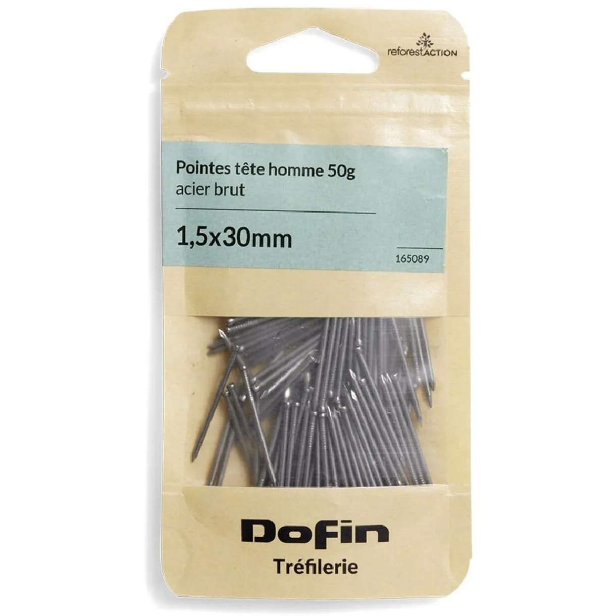 Discount Gifi 50g pointes tête homme acier brut - 1,5x30 mm