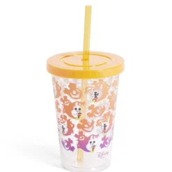 Gobelet à paille Mickey Disney Halloween fantôme orange et violet^Gifi Outlet