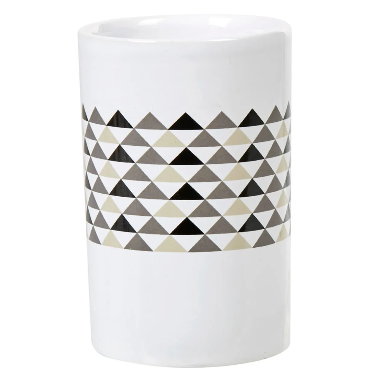 Discount Gifi Gobelet de salle de bain blanc motifs triangles