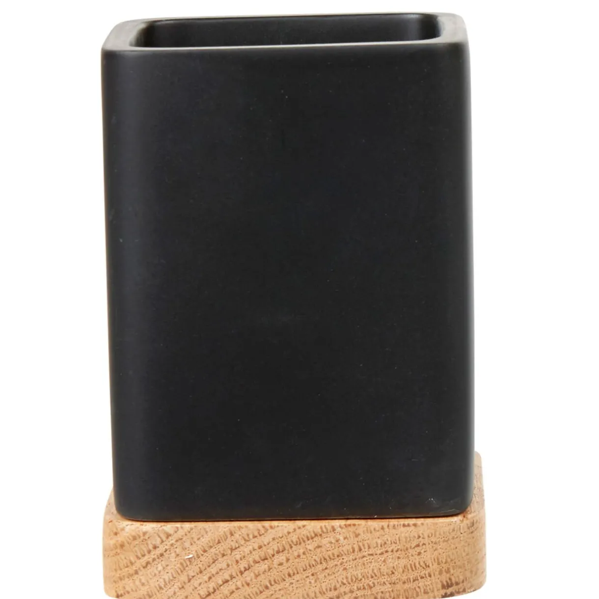 Outlet Gifi Gobelet de salle de bain noir et bois