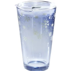 Gobelet en verre 400 ml avec paille décor givré^Gifi