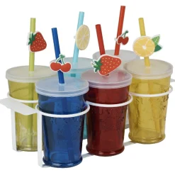 Gobelet en verre avec couvercle et paille multicolore x6^Gifi Sale