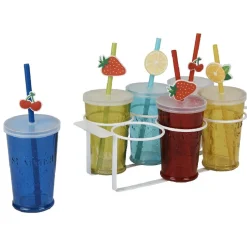Gobelet en verre avec couvercle et paille multicolore x6^Gifi Sale